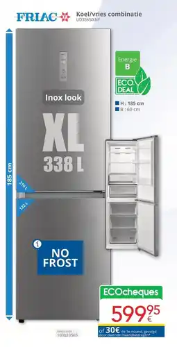 Eldi Friac koel/vries combinatie UD3565IXNF aanbieding