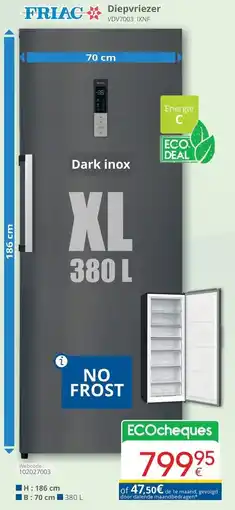 Eldi Friac diepvriezer VDV7003 IXNF aanbieding