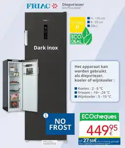 Eldi Friac Diepvriezer VDV7510 DIXNF aanbieding