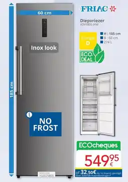 Eldi Friac diepvriezer VDV5805 IXNF aanbieding