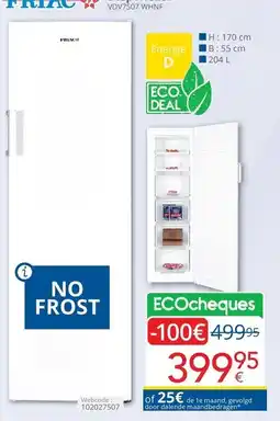 Eldi Friac Diepvriezer VDV7507 WHNF aanbieding