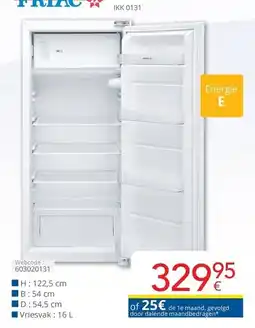 Eldi Friac inbouw koelkast IKK 0131 aanbieding