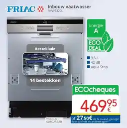 Eldi Friac Inbouw vaatwasser FIVW5320L aanbieding
