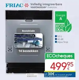 Eldi Friac volledig integreerbare vaatwasser FIVW5520L aanbieding