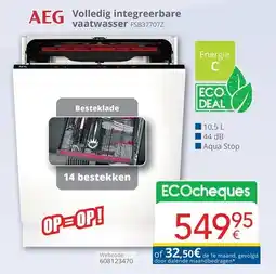 Eldi AEG Volledig integreerbare vaatwasser FSB37707Z aanbieding