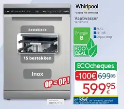 Eldi Whirlpool Vaatwasser W7FHS51X aanbieding