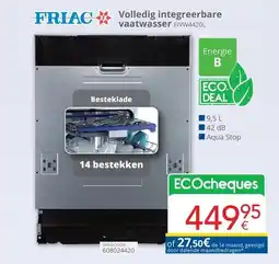 Eldi Friac volledig integreerbare vaatwasser FIVW4420L aanbieding