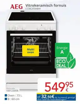 Eldi AEG Vitrokeramisch fornuis CCB6200ABW aanbieding