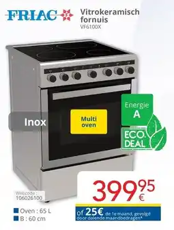 Eldi Friac Vitrokeramisch fornuis VF6100X aanbieding