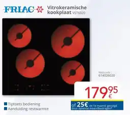 Eldi Friac Vitrokeramische kookplaat VST6020 aanbieding