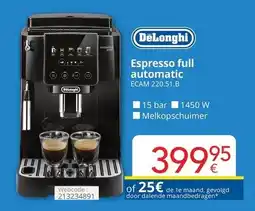 Eldi DeLonghi Espresso full automatic ECAM 220.51.B aanbieding