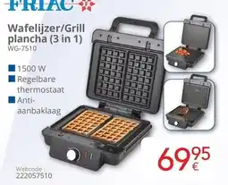 Eldi Friac Wafelijzer/Grill plancha (3 in 1) WG-7510 aanbieding