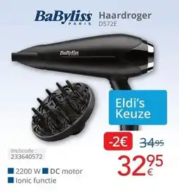 Eldi BaByliss Haardroger D572E aanbieding