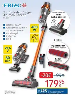 Eldi Friac 2 in 1 steelstofzuiger Animal/Parket HC900 aanbieding