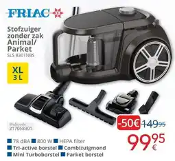 Eldi Friac Stofzuiger zonder zak Animal/ Parket SLS 8301 NBS aanbieding