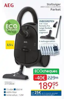 Eldi AEG Stofzuiger AB61 C3GG CLEAN 6000 aanbieding