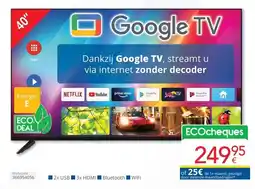 Eldi Smart tech smart google full HD TV LE-40VA1 aanbieding