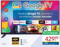 Eldi Smarttech smart Google ultra HD TV LE-55VA1W aanbieding