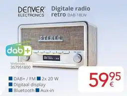 Eldi Denver electronics digitale radio retro DAB-18LW aanbieding