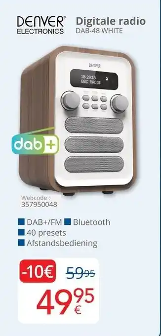 Denver electronics digitale radio DAB-48 WHITE
