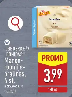 ALDI Ijsboerke / Leonidas Manon Roomijs Pralines aanbieding