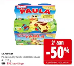 Colruyt Dr. Oetker Paula pudding Vanille Chocoladesmaak aanbieding