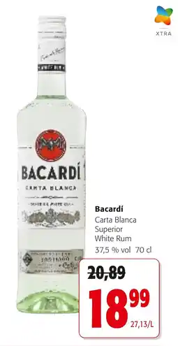 Colruyt Bacardí Carta Blanca Superior White Rum 37,5% vol aanbieding