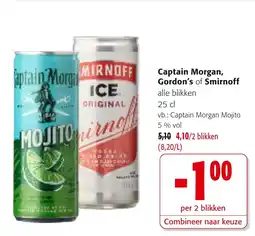 Colruyt Captain Morgan, Gordon's of Smirnoff aanbieding