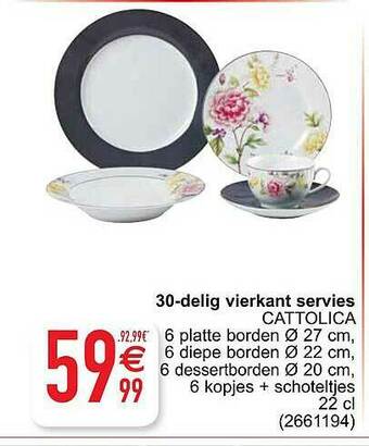 Cora 30 Delig Vierkant Servies aanbieding