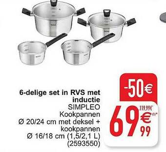 Cora 6 Delige Set In Rvs Met Inductie aanbieding