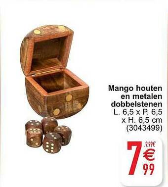 Cora Mango Houten En Metalen Dobbelstenen aanbieding