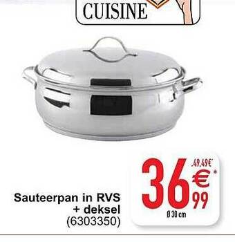 Cora Sauteerpan In Rvs, Deksel aanbieding