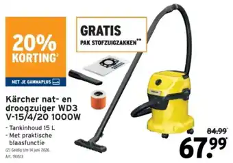 Kärcher nat en droogzuiger WD3 V-15/4/20