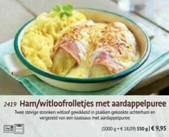 Bofrost Ham-witloofrolletjes met aardappelpuree aanbieding