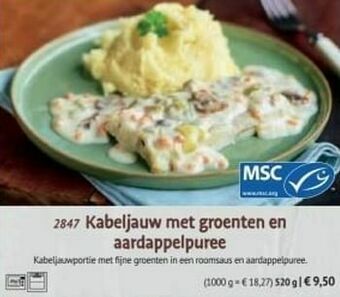 Bofrost Kabeljauw met groenten en aardappelpuree aanbieding