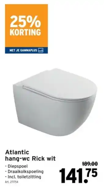GAMMA Atlantic hang wc Rick wit aanbieding