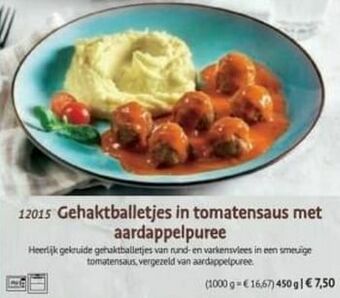 Bofrost Gehaktballetjes in tomatensaus met aardappelpuree aanbieding