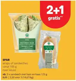 Spar Spar wraps of sandwiches aanbieding