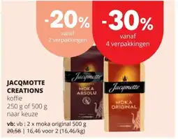Spar Jacqmotte Creations koffie aanbieding