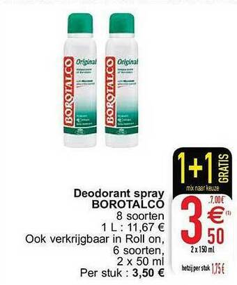 Cora Deodorant Spray Borotalco aanbieding