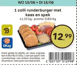 Bon Ap 1 colli runderburger met kaas en spek aanbieding