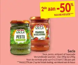 Intermarché Sacla Saus, pesto, antipasti of tapenade aanbieding