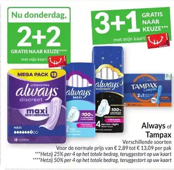 Intermarché Always of Tampax aanbieding