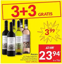 Intermarché Ancora IGT Puglia Sangiovese, IGT Pavia Pinot Grigio of DOC Monferrato Chiaretto aanbieding