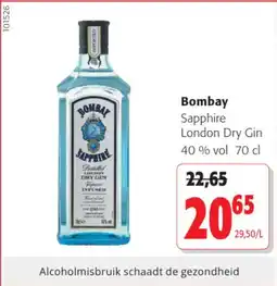 Colruyt Bombay Sapphire London Dry Gin 40 % vol aanbieding