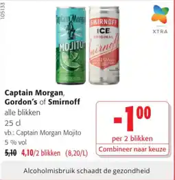 Colruyt Captain Morgan, Gordon's of Smirnoff aanbieding