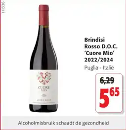 Colruyt Brindisi Rosso D.O.C. 'Cuore Mio' 2022/2024 aanbieding