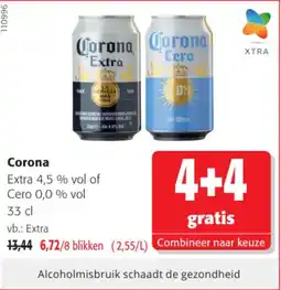 Colruyt Corona Extra 4,5 % vol of Cero 0,0 % vol aanbieding