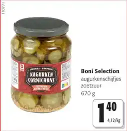 Colruyt Boni Selection augurkenschijfjes zoetzuur aanbieding
