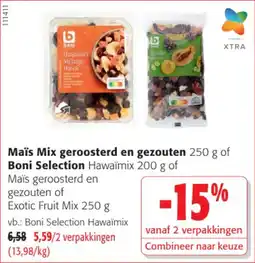Colruyt Maïs Mix geroosterd en gezouten of Boni Selection Hawaïmix aanbieding